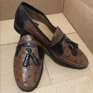 Black and brown leather dress loafers